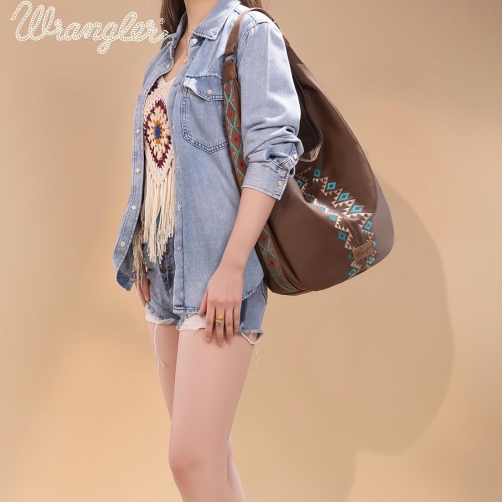 Wrangler Brown and Blue Patterned Shoulder Bag